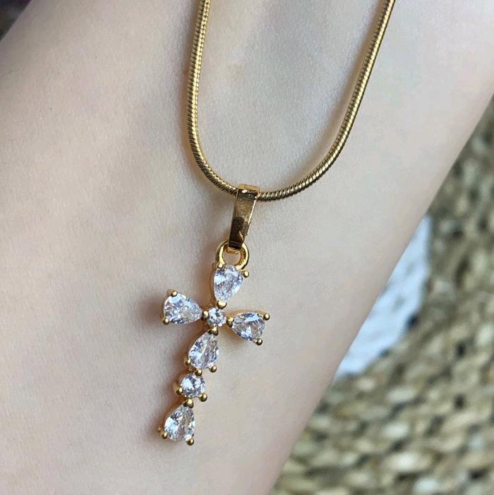 kalung salib xuping permata putih