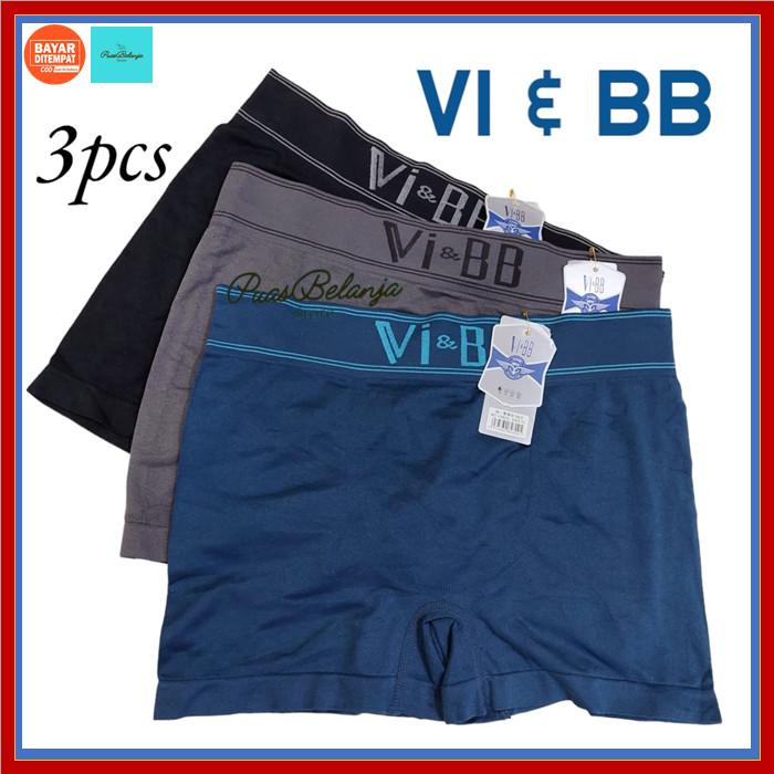 C㊛VK 3 PCS CELANA BOXER VI BB RAJUT SEAMLES CELANA DALAM PRIA BOXER R㊛RF