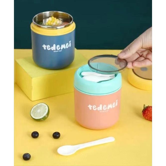 HBM Termos Soup Cup Bubur Cangkir Mini Anti Tumpah Tahan Panas 304 Stainless