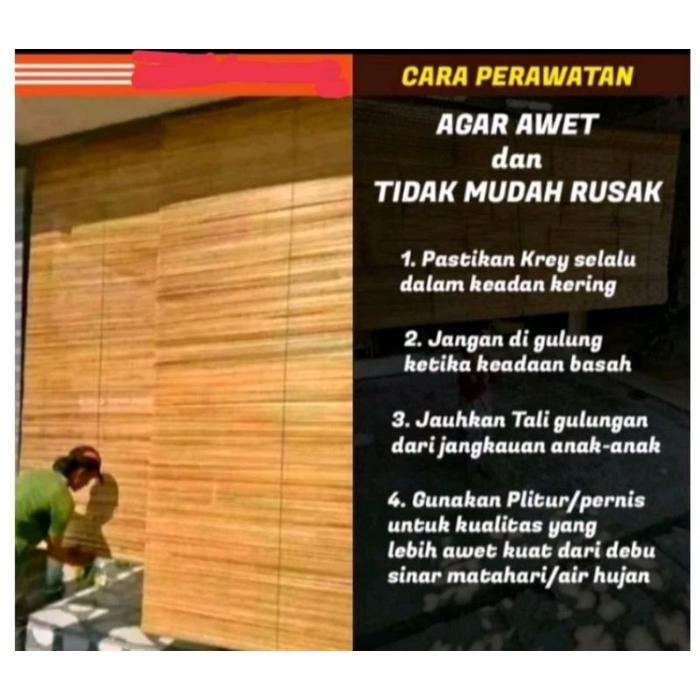 tirai krey bambu outdoor pelepah sawit uk 2x3M+tali penggulung dan ringbesi