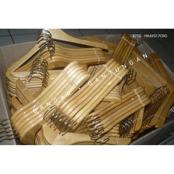 Hanger Kayu Natural SUPER TEBAL Wood Hanger Dewasa Atau Anak Hanger Distro Gantungan Baju Kayu Warna