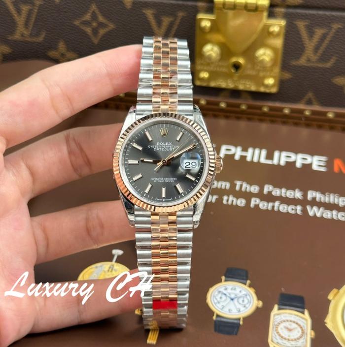 SwissRolexDateJust Imitation Watches Gray Dial Automatic Movement 36mm