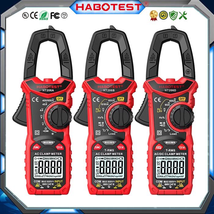 HABOTEST HT206 Clamp Meter Digital Multimeter 600A AC DC Current Pliers Voltmeter Ammeter Ohm Meter 