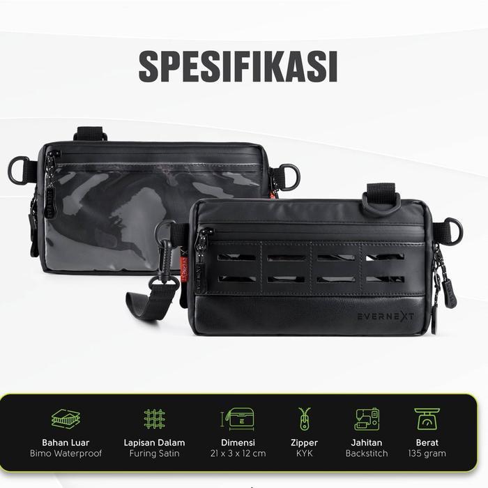 Tas Selempang Pria Pouchbag Dompet Hp Mini Hitam Transparan