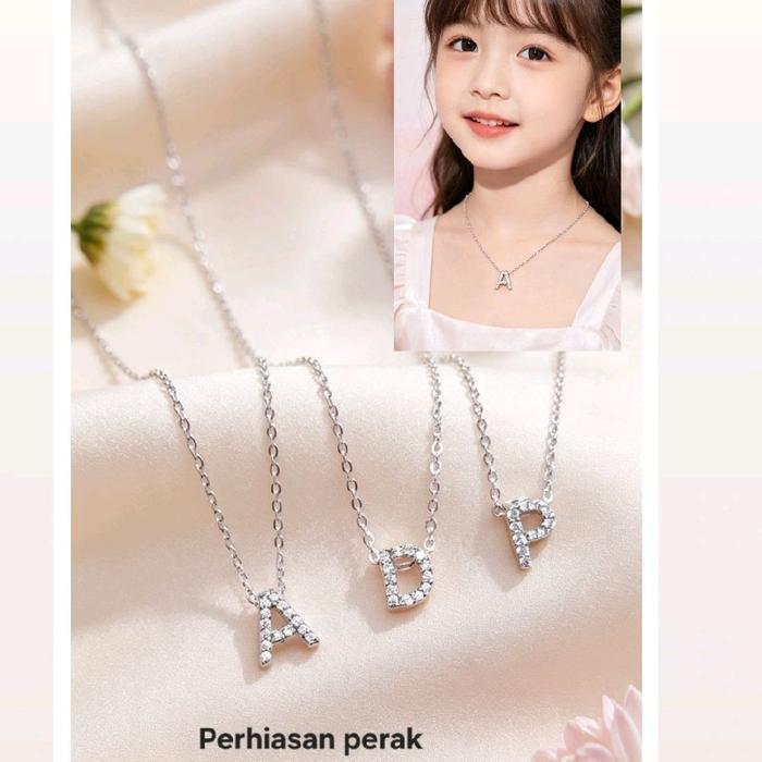 Kalung perak asli 925.kalung anak huruf.kalung nori+liontin hurup.perak asli 925