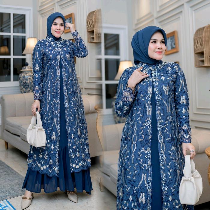 Gamis Cardigan Corneli Gliter Gamis Wanita Mewah Cocok Untuk Pesta Kondangan Gamis Bordir Kerancang-