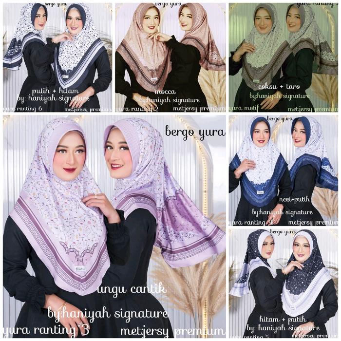 hijab bergo instan motif, jilbab khimar motif kenan motif hamida corak syari muslim dewasa