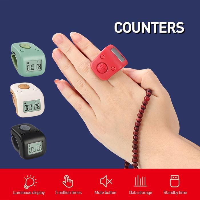 Frankybee Sholat Hadiah Tasbih Digital Display Tally Muslim Lcd Hand Finger Ring 9 Digit Rechargeabl