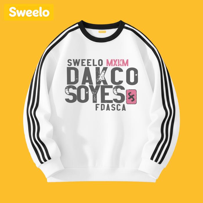 SWEELO Sweater Crewneck Tiga garis Oversize Korea Premium Pria Baju Atasan Wanita Dakco Soyes style 