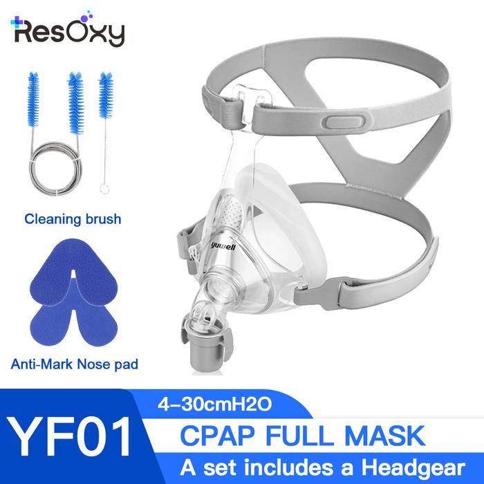 Yuwell YF-01 Cpap Mask Cpap Full Mask Sleep Apnea With Headgear Anti mark pad Cleaning brush For Cpa