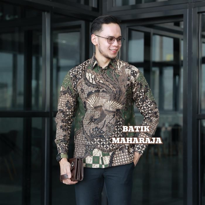 Kemeja Batik Pria: BATARA HIJAU perpaduan 4 warna HIJAU, HITAM, MOCCA dan CREAM berkesan MEWAH dan E