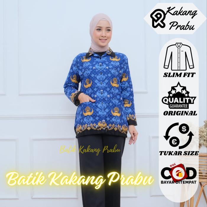 Flash Sale Baju Korpri Terbaru Wanita kerah hitam ASN Guru Lengan Panjang Modern