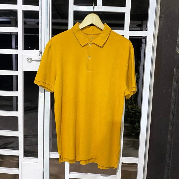 Kaos kerah poloshirt polo atasan laki laki pria cowok basic polos kuning mustard casual Polham secon