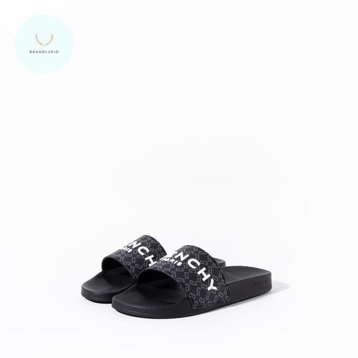 Promooo!!!! Givenchy Monogram Logo Print Slide Black White