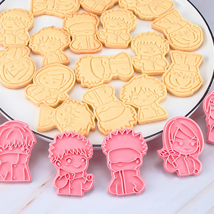 6Pcs Anime Jujutsu Kaisen Cookies Cutter Set Tools 3D Pressing Cookie