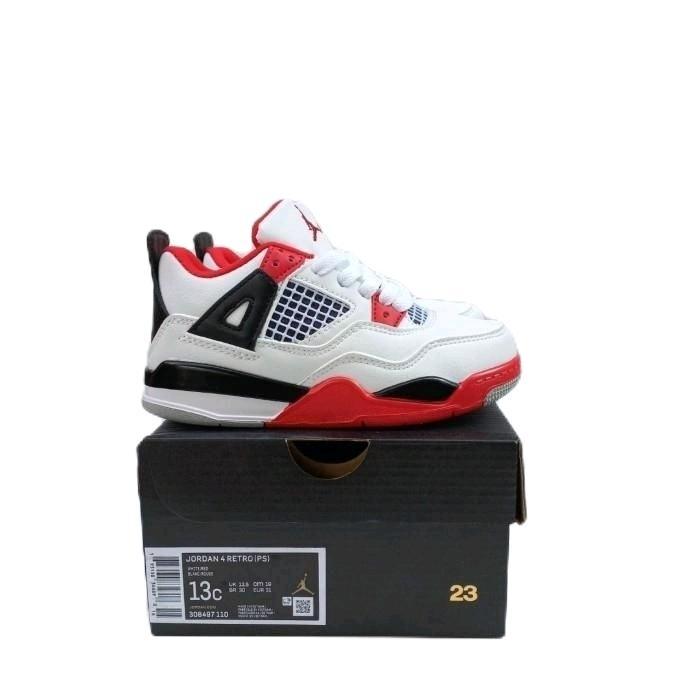 sale Sepatu Anak Jordan4 Retro White Black Red BNIBWT
