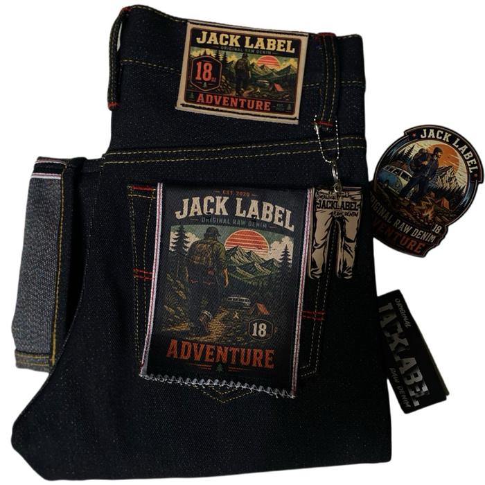 JACK LABEL - Adventure 18 OZ Sanforized Celana Panjang Pria Original Raw Denim Selvedge Accent Deep 