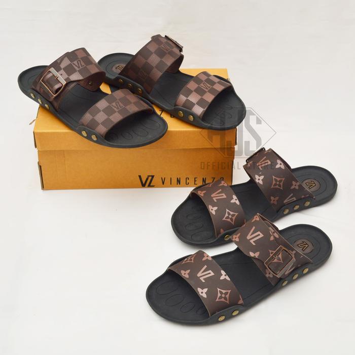 Sandal Pria Dewasa Sendal Cowok Kulit Sandal Terbaru VINCENZO Sandal Strap Pria Kulit VINCENZO Origi