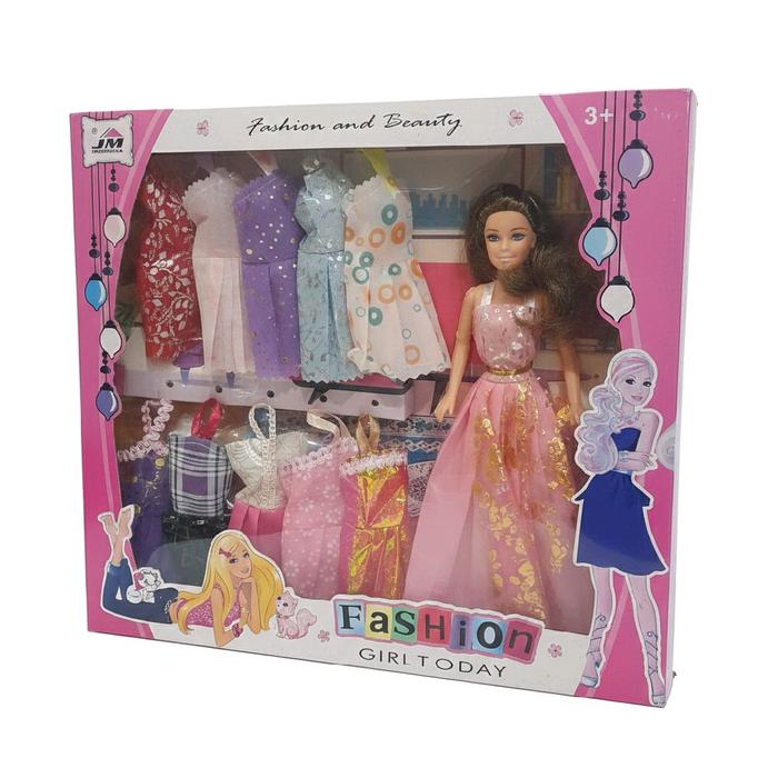 JM Fashion and Beauty Boneka Barbie Set Baju 10 pcs untuk Anak Perempuan Usia 3+ Tahun