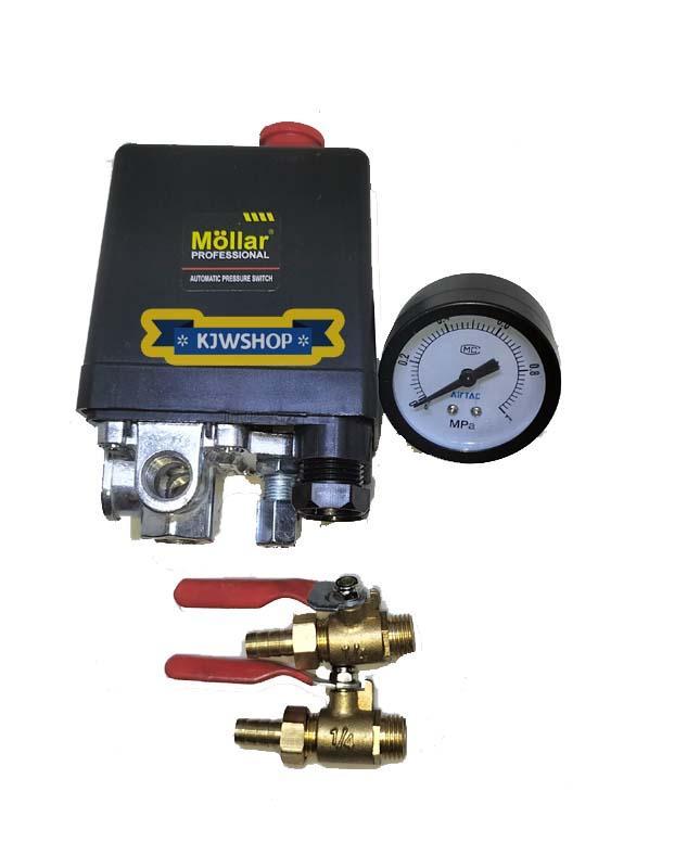 Otomatis Kompresor Set Double Kran Dobel Keran Manometer Drat Tengah