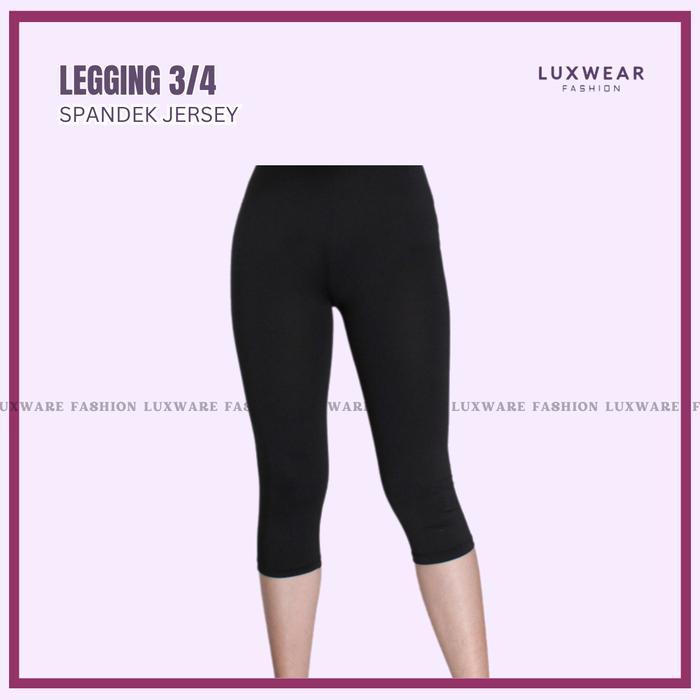 Legging Spandek Jersey 3/4 Pendek Polos Basic Jumbo Wanita Lembut Stretch Nyaman Fit Celana Dalaman 