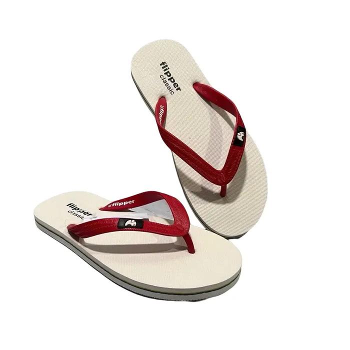 Sandal Pria Jepit karet Flipper Fipper Basic Putih Stripe sendal Pria Wanita Merah Hitam
