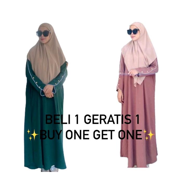 (Buy 1 get 1)AbayaDaily Innara Lis Basic Crinkle Airflow Premium Free Bross Kaftan Batwing Muslim Ta