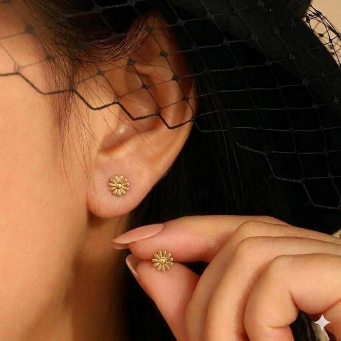 Starjewelry88 COD Anting Bunga Gold Titanium Anti Gold ANT204