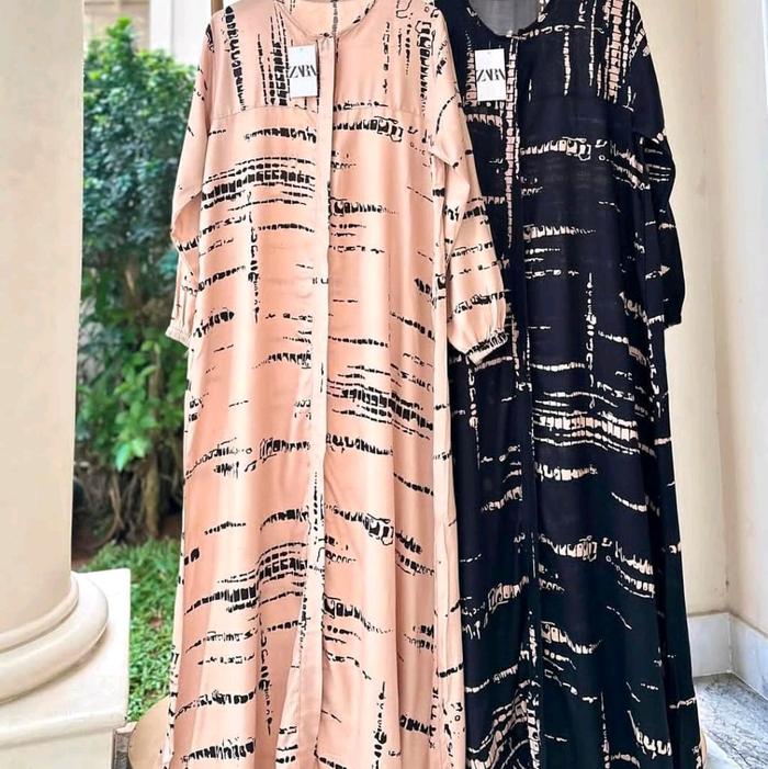 Ready stok *GAMIS OZORA* YACOVA DASTER LALUNA KERAH RESLETING KAIN RAYON PREMIUM MOTIF ABSTRAK HOME