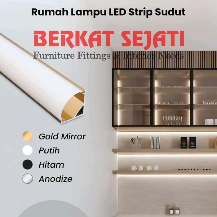 List Lis Rel Rumah Cover Casing Lampu LED Strip Alumunium SUDUT SIKU 3 Meter *