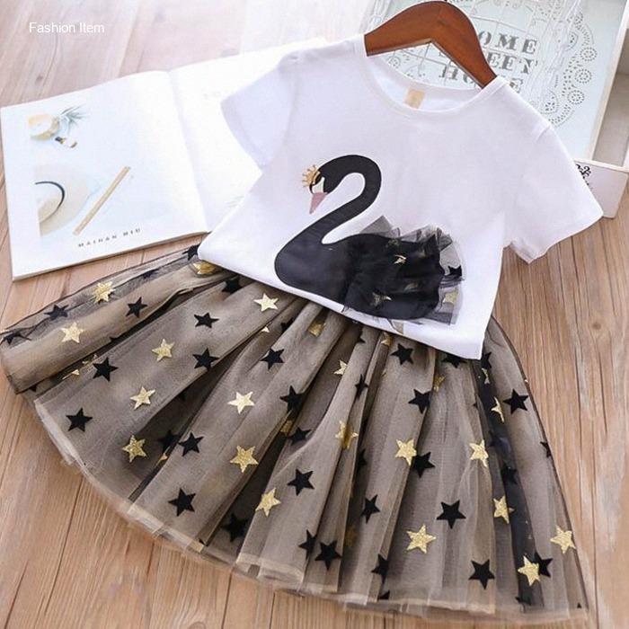 SETELAN ROK TUTU ANAK PEREMPUAN BORDIR ANGSA IMPORT | Hot Item