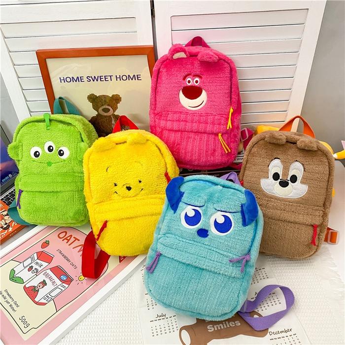 Tas Ransel DISNEY Plushi Boneka Karakter Lotso Allien Sulley Winnie the pooh Chipmunk