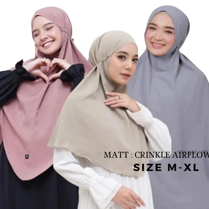 HIJAB CRINKLE - HIJAB BERGO MARYAM CRINKLE AIRFLOW/ KHIMAR JUMBO TALI NON PED M L XL