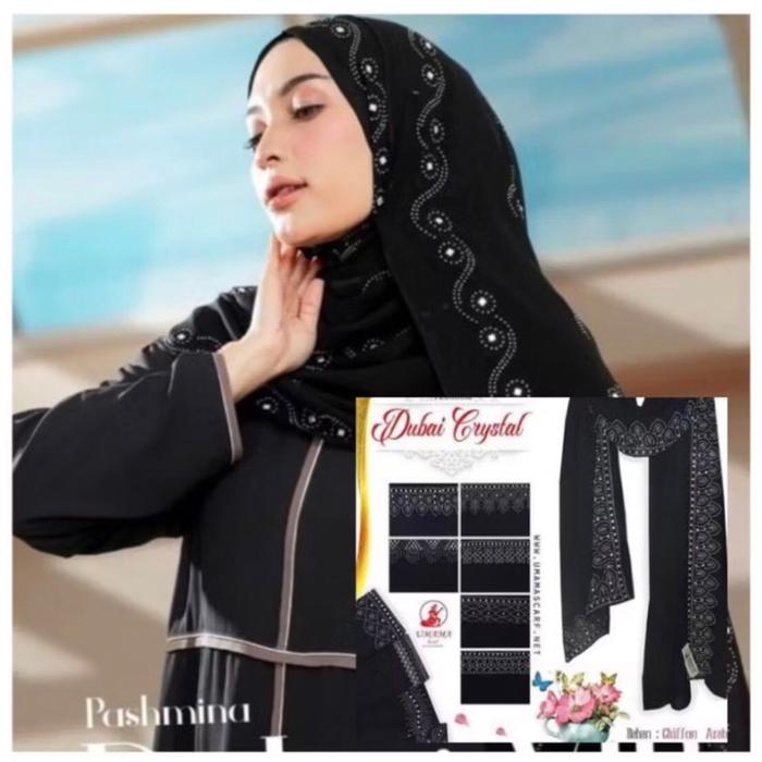 Pasmina Payet Dubai crystal-L Umama Hitam
