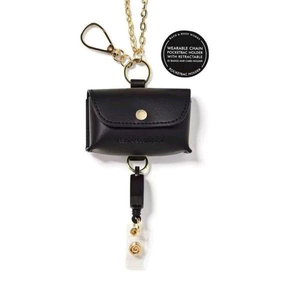 Bath & Body Works PocketBac Black Bag Lanyard Sanitizer Holder Sleeve New