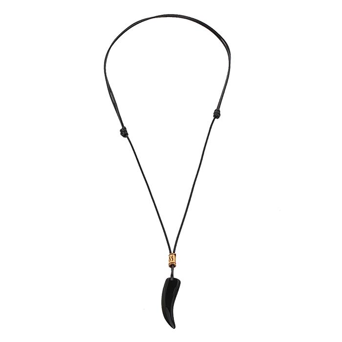 Hamlin Bembs Kalung Pria Motif Taring Macan Material Melamin ORIGINAL- Black