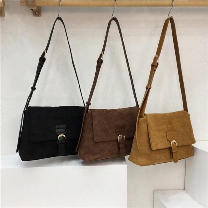 Tas Selempang Beludru Wanita Tas Cewek Retro Suede Messenger Bag GS 574