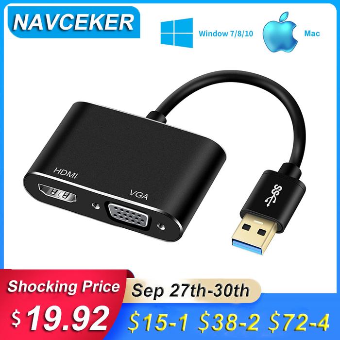 2023 Best USB to HDMI VGA Converter 1080P USB 3.0 HDMI VGA Adapter