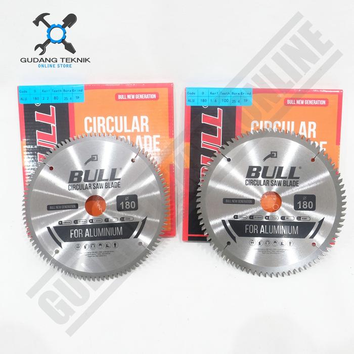 Mata Pisau ALUMINIUM 7" Circular Saw BULL 80T 100T 25mm - Mata Gergaji Circle 7 Inch 80T 100T Circul