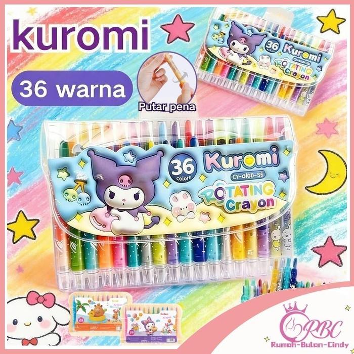 Geva Penjual Lokal 36&48 Warna Krayon Lembut Water Soluble Crayon Kuromikapibala Crayon Krayon Putar