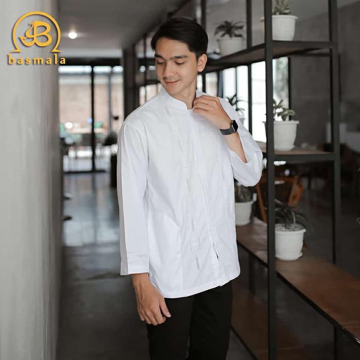 Promo BAJU KOKO PRIA LENGAN PANJANG PUTIH BORDIR PADANG FASHION MUSLIM PRIA COD