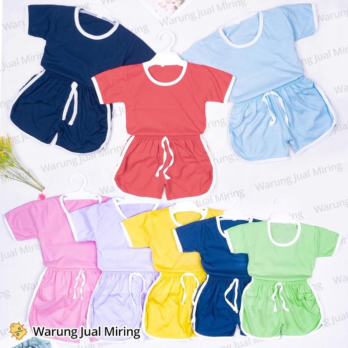 Setelan Anak CHUPA 0-4 Tahun Polos Set Atasan Baju Bawahan Celana Pendek Kaos Pakaian Spandex Umur U