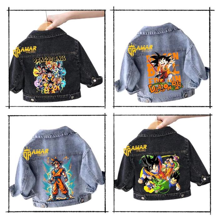 Jaket Jeans Anak Cowok Cewek Motif Dragon Ball Usia 6 Bulan - 8 Tahun Fashion Anak Denim
