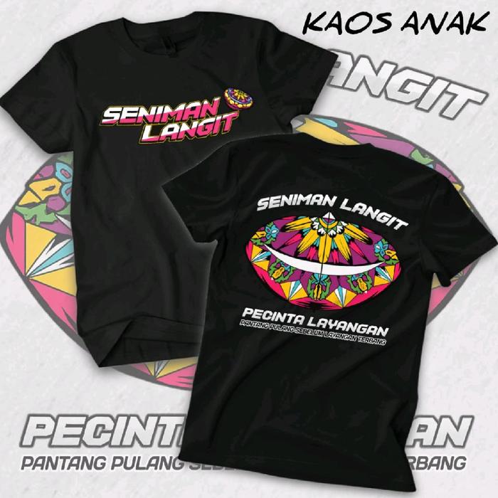 Baju Kaos anak PECINTA LAYANGAN | Fashion anak Unisex SENIMAN LANGIT | Kaos Distro anak Umur 2-13 ta