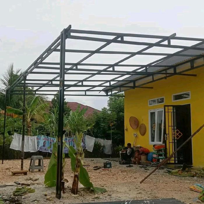 KANOPI BESI MINIMALIS ATAS SPANDEK POLOS