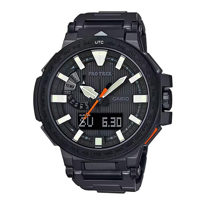 Jam Tangan Pria Casio Pro Trek PRX-8000YT-1JF Manaslu Solar Analog Digital Black Dial Black Titanium