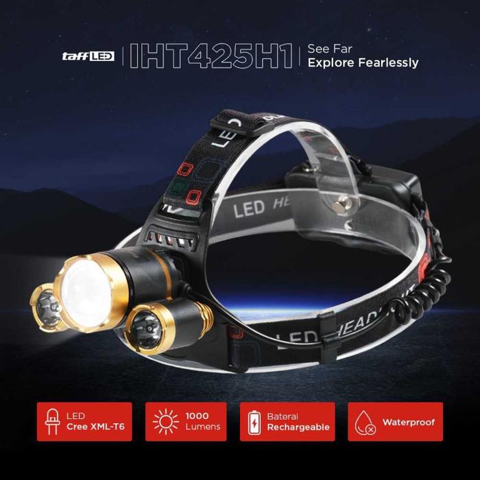 TaffLED Senter Headlamp Cree XM-L 3T6 10000 Lumens - IHT425H1