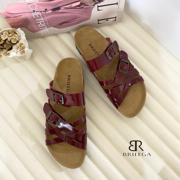BRILEGA NATALY Sandal Casual Wanita Dengan Ketinggian Sole 3cm Sandal Puyuh Silang Tersedia Dari ( U