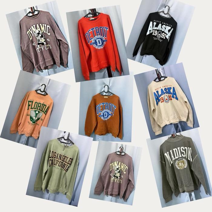 CREWNECK THRIFT TERMURAHH Oversize Hoodie Wanita Unisex Sweater Atasan Baju Sweatshirt Fleece Katun 