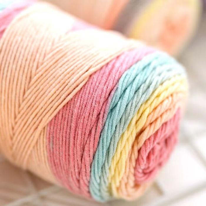 IMPORT 100G RAINBOW COTTON COLORFUL LONG SECTION DYED PATTERN THREAD HANDWOVEN SWEATER SCARF BLANKET